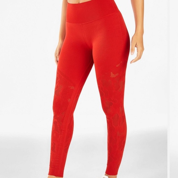 Fabletics Pants - Fabletics High-Waisted SculptKnit® Camo Legging Red XS
